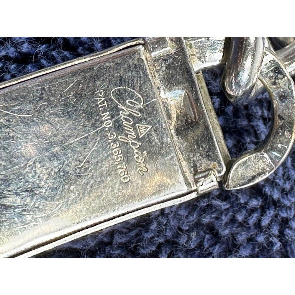 Vintage Champs ID Bracelet Rhodium Plate Cuban Chain Mens 7.5" - Picture 6 of 8
